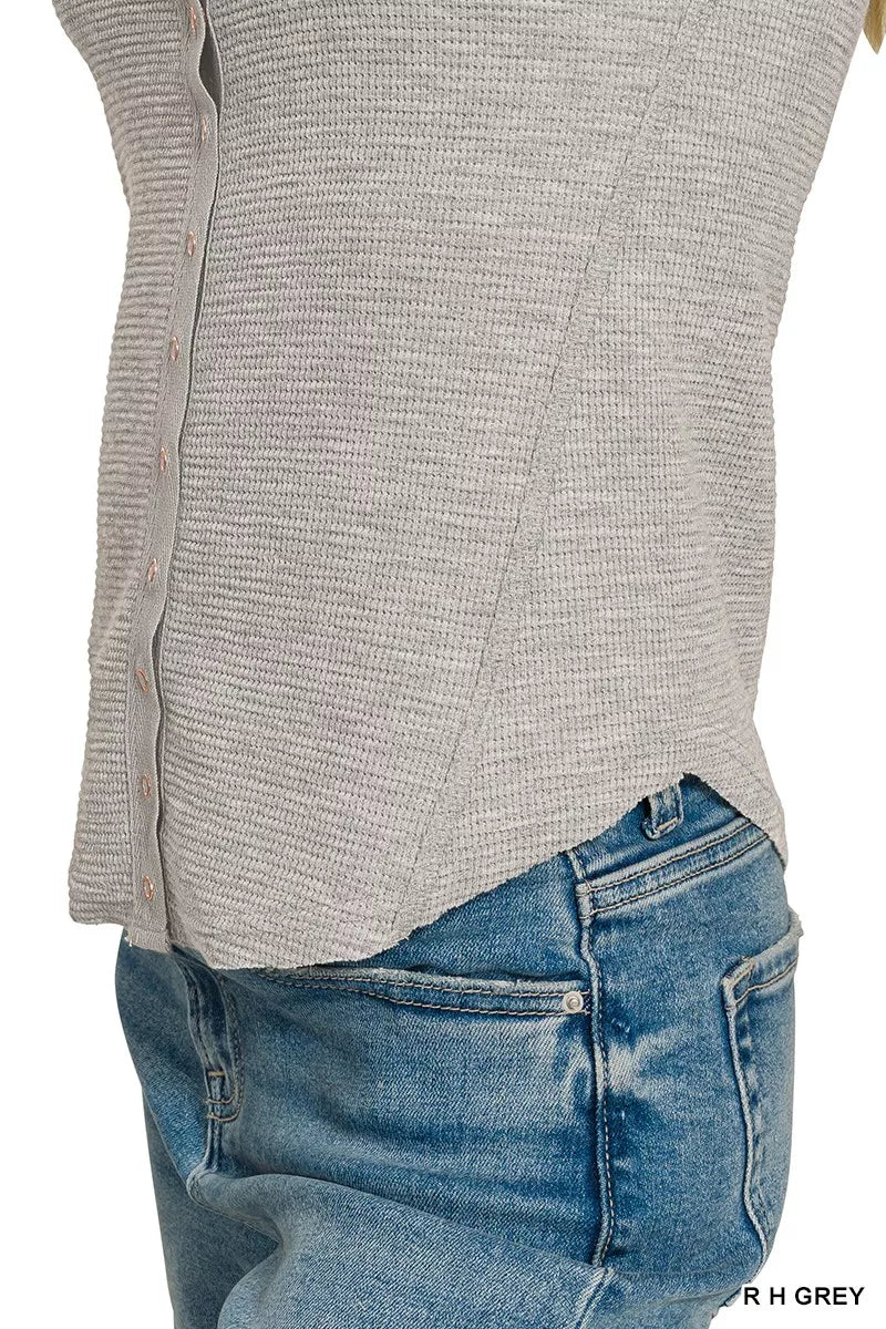 Zenana Double Knit Snap Button Short Sleeve Shirt New Era Fashion LLc
