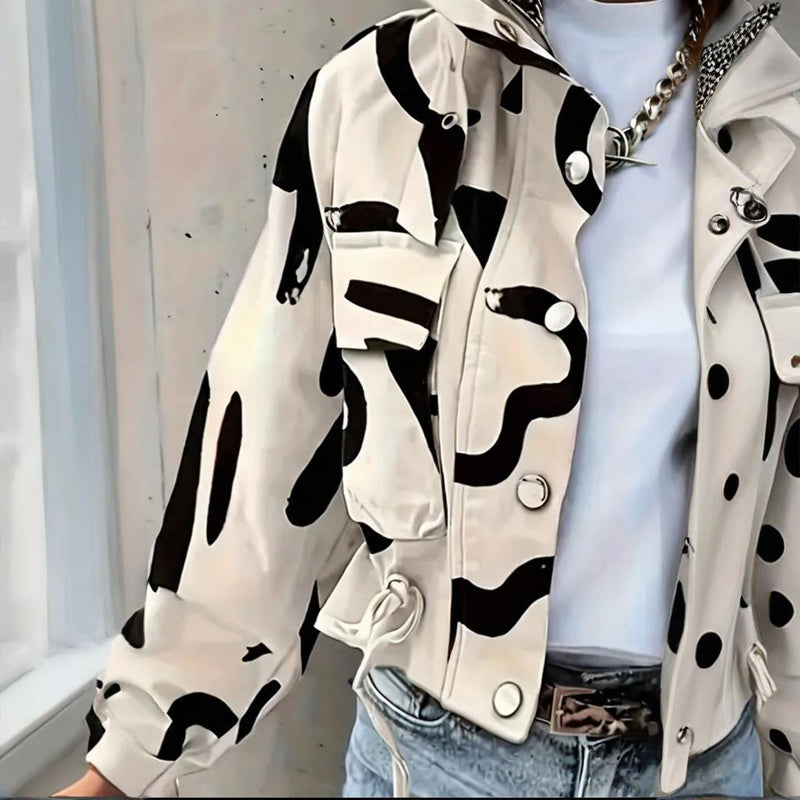 Women’s stand collar drawstring hem jacket FitiqueFit