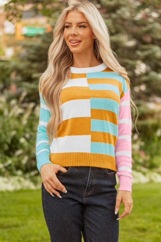 Stripe Colorblock Long Sleeve Sweater Shop Style & More | Fresh Looks, Everyday Deals & Free Shipping