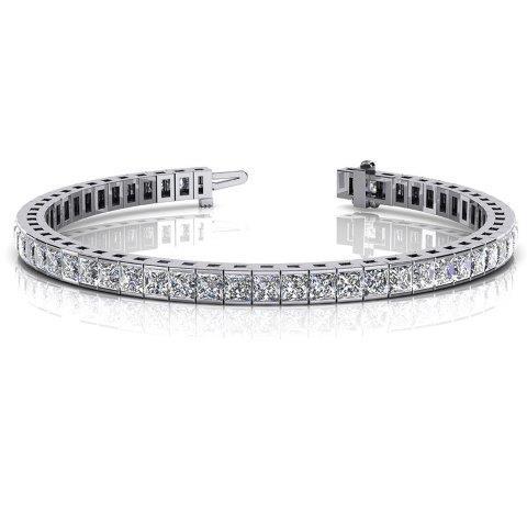 Tennis Bracelet. Square Cubic Zirconia 14K Gold. 635TBH4QK