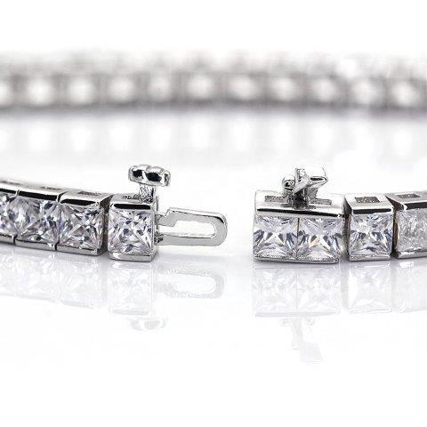 Tennis Bracelet. Square Cubic Zirconia 14K Gold. 635TBH4QK
