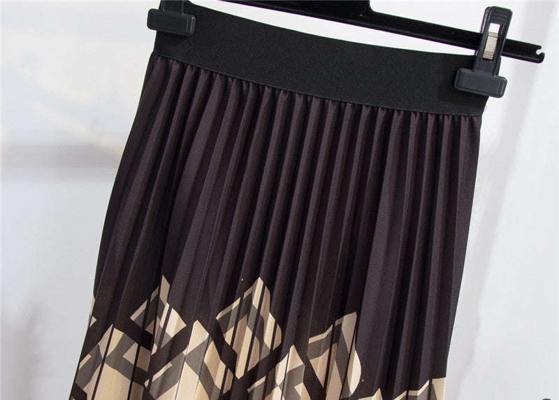 Women's Graceful Geometric Striped Pleated Skirt Grayceful LLC