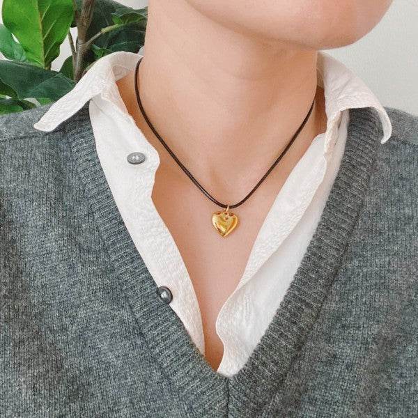 Black Cord Heart Drop Necklace Shop Style & More | Fresh Looks, Everyday Deals & Free Shipping