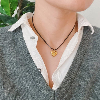 Black Cord Heart Drop Necklace Shop Style & More | Fresh Looks, Everyday Deals & Free Shipping
