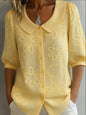 Women's Loose-Fit Retro 3D Embroidered Floral Shirt – Buttoned Casual Top FitiqueFit