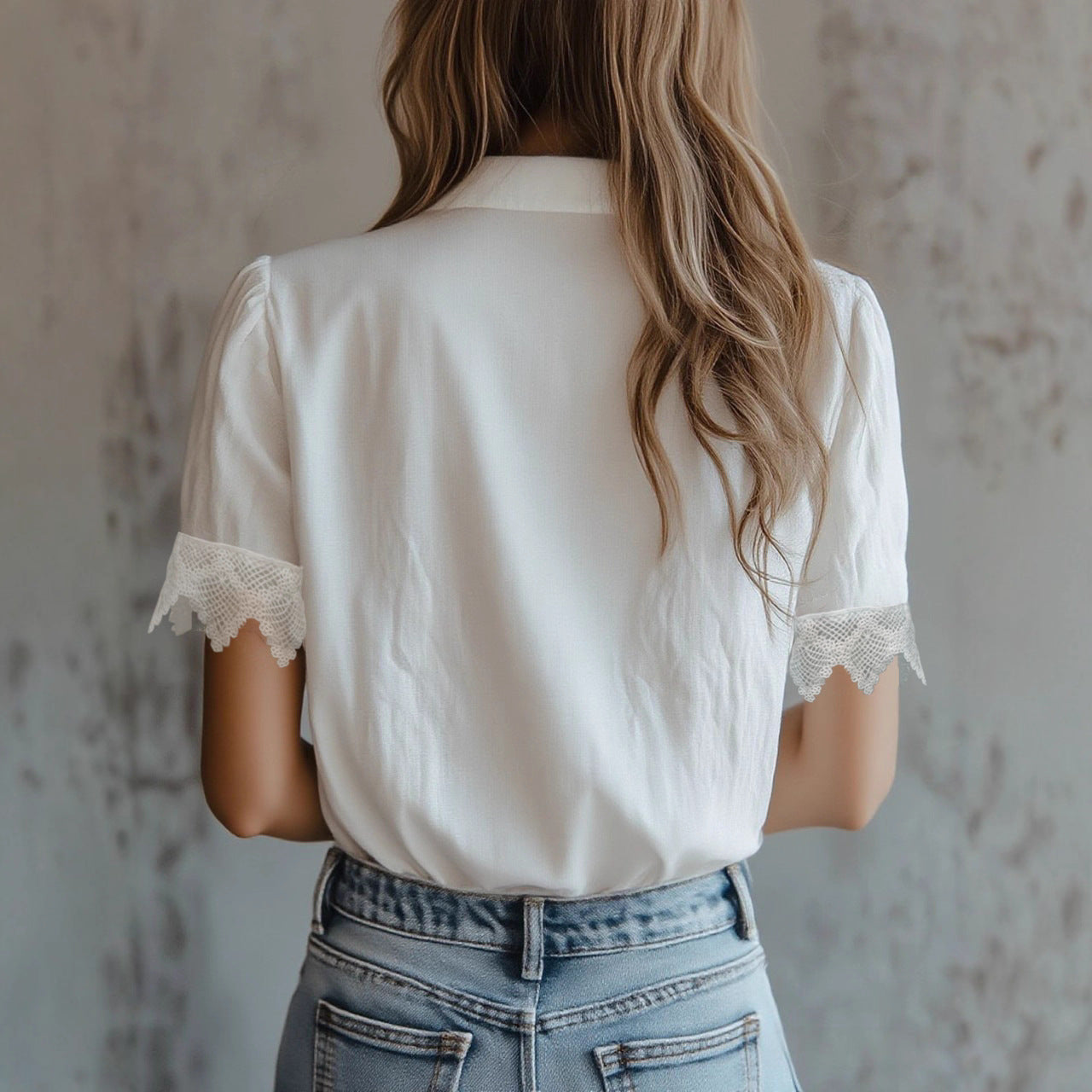 Women’s Lace Puff Sleeve Loose Fit Top FitiqueFit