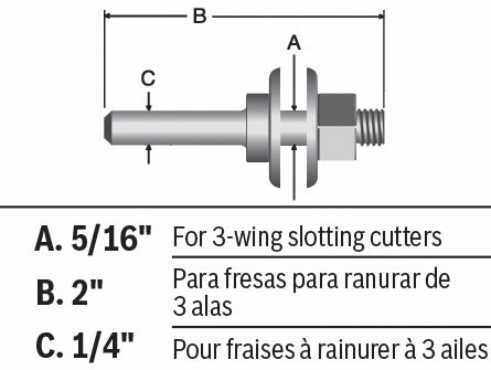BOSCH 92813C 5/16 In. Arbor for Slotting Cutters VM Hardware