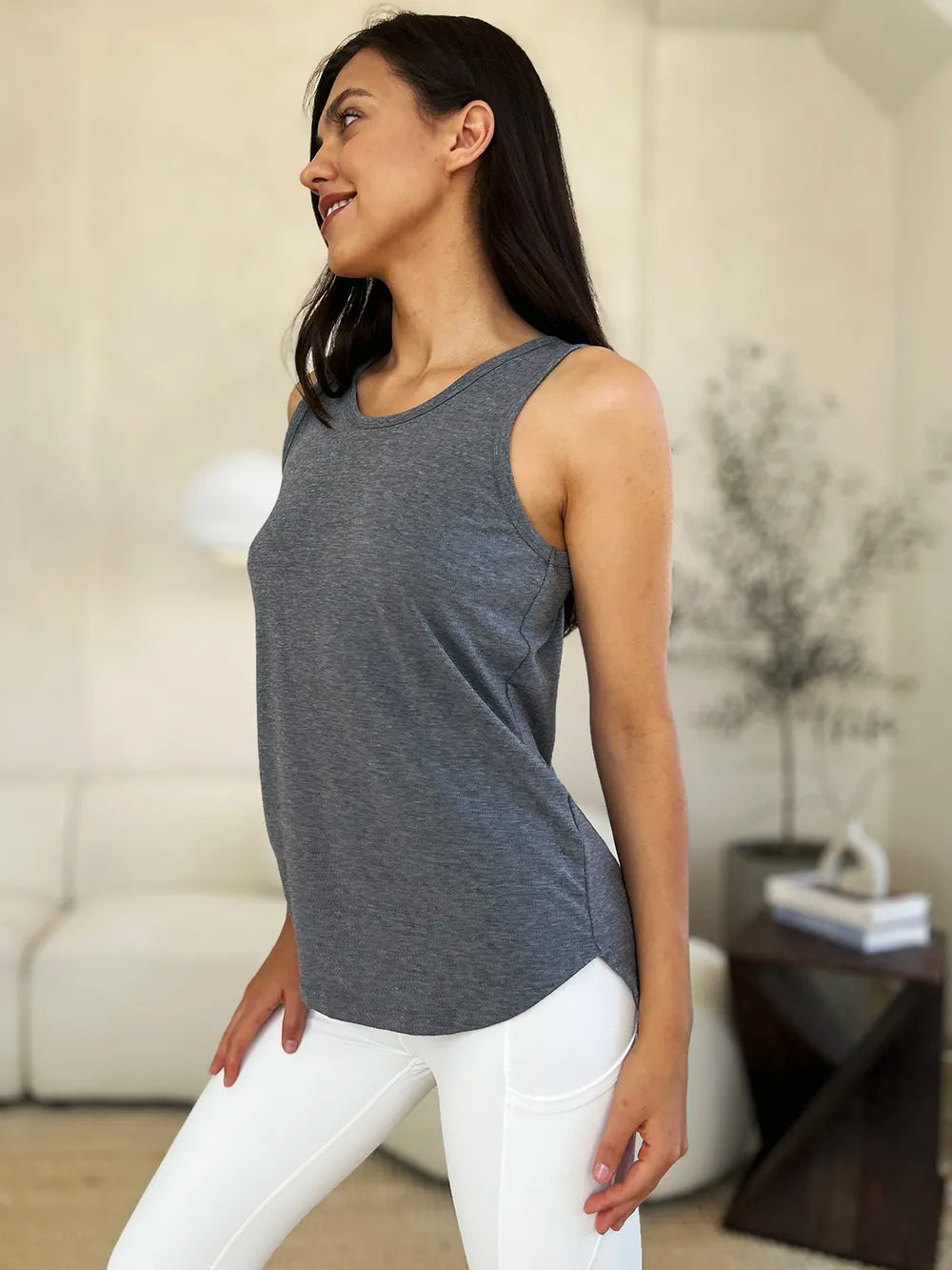 Basic Bae Full Size Round Neck Curved Hem Tank New Era Fashion LLc