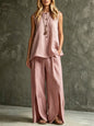 Women's Loose Sleeveless Tank Top & Slit Wide-Leg Pants Two-Piece Set FitiqueFit