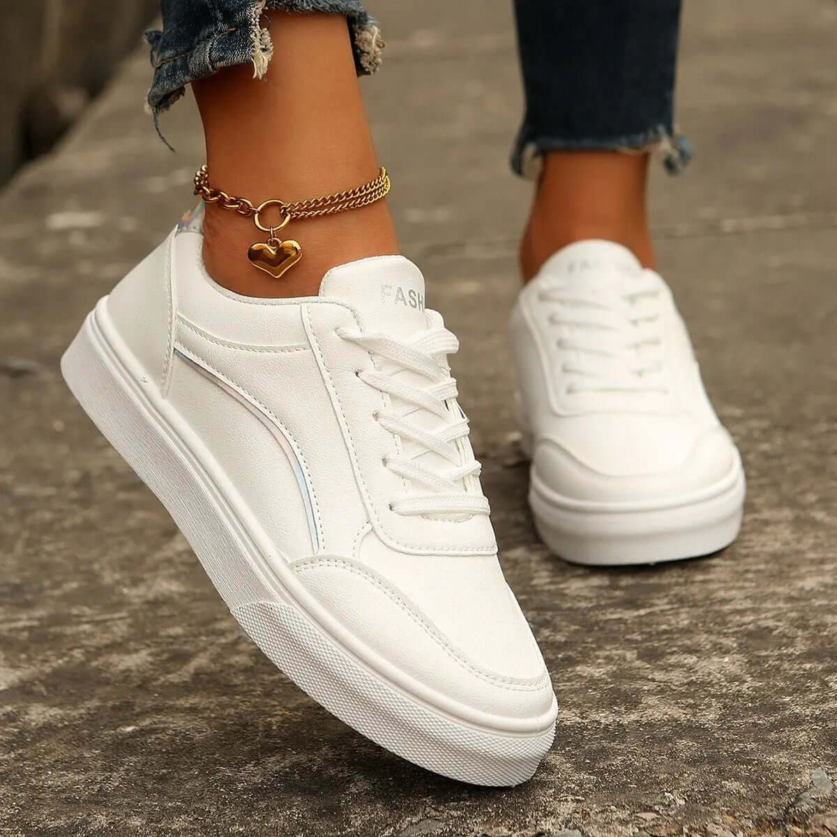 Fashionable Slip-on White Flats with Thick Sole for Women SnagBag