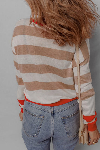 Stripe Colorblock Crewneck Drop Shoulder Sweater Shop Style & More | Fresh Looks, Everyday Deals & Free Shipping