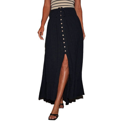 Half-length Solid Color Lace-up Waist-slimming Long Dress Grayceful LLC