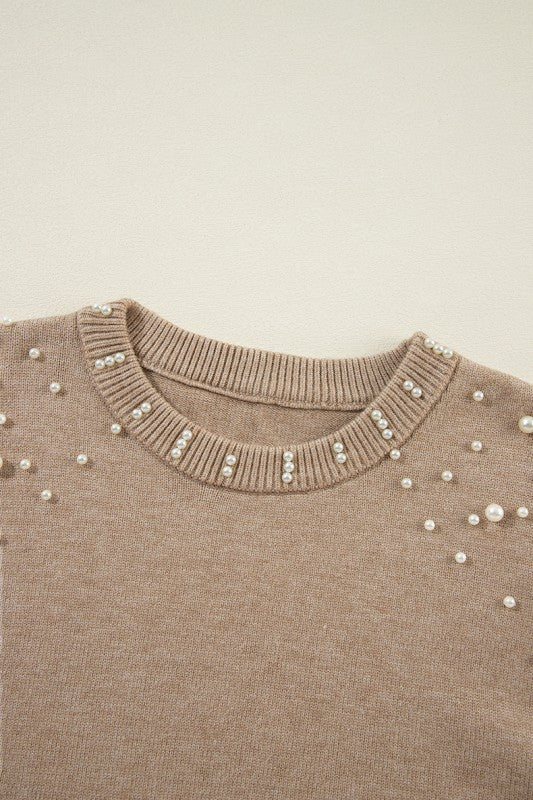 Pearled Drop Shoulder Round Neck Sweater Shop Style & More | Fresh Looks, Everyday Deals & Free Shipping