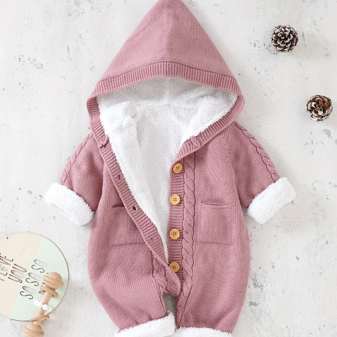 Newborn Boys And Girls Knitted Jumpsuit With Long Sleeve Hooded Pants Jumpsuit NovaCart