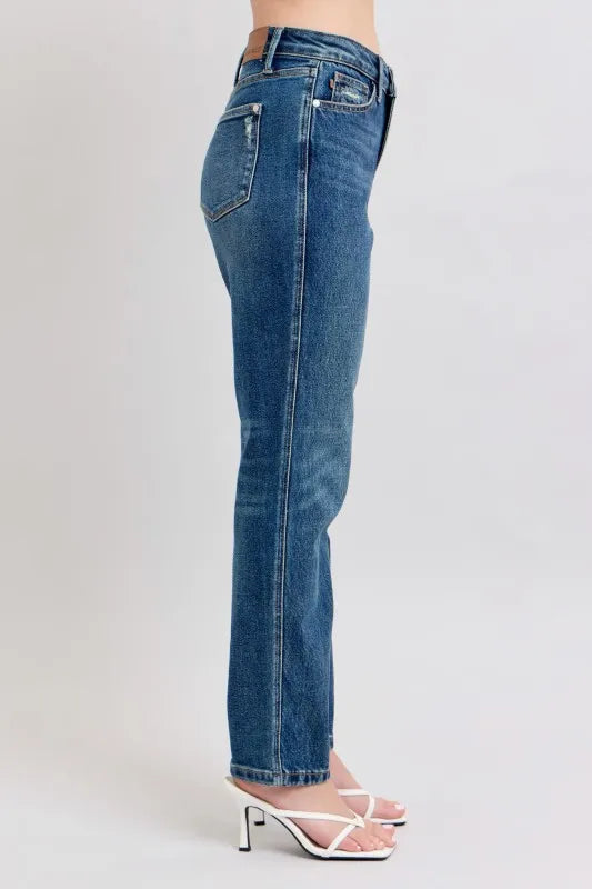 Judy Blue Full Size High Waisted Rigid Magic Non-destroy Straight Leg Jeans Plus Size West2East Surf