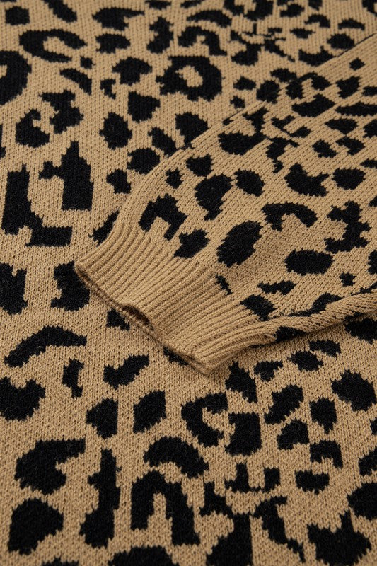 Leopard Ribbed Trim Crewneck Drop Shoulder Sweater Shop Style & More | Fresh Looks, Everyday Deals & Free Shipping