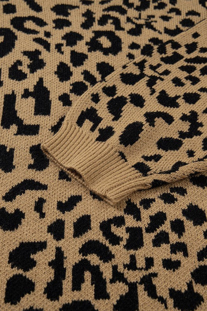 Leopard Ribbed Trim Crewneck Drop Shoulder Sweater Shop Style & More | Fresh Looks, Everyday Deals & Free Shipping