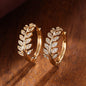 [1Pair Leaf Earrings] Zirconia Inlaid Leaf-Shaped Hoop Huggie Earrings for Women 1Pair Holiday Jewelry NovaCart
