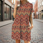 Floral Print Loose Pocket Dress | Round Neck Short Sleeve FitiqueFit
