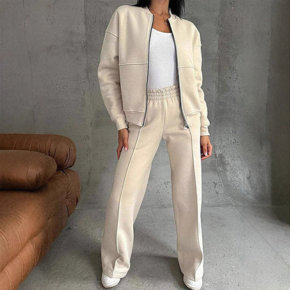 Women’s 2-Piece Zip-Up Sweatsuit Set — Jacket & Wide-Leg Sweatpants FitiqueFit