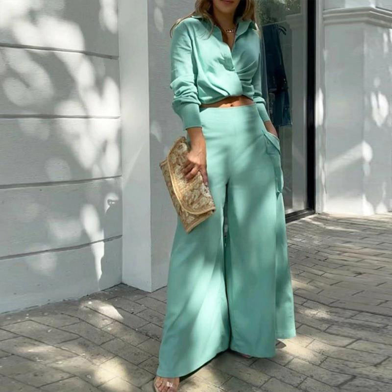 Women's Plus Size Wide Leg Elegant Pant Set FitiqueFit