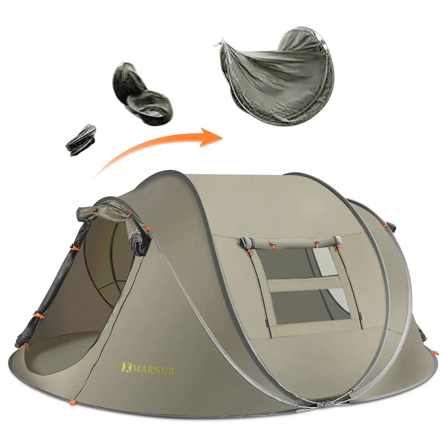 Effortless Camping with the MARNUR Instant 4-Person Pop-Up Tent - Spacious, Lightweight, and Ready in Seconds!