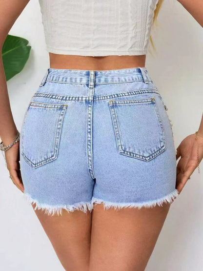 Distressed Raw Hem Denim Shorts New Era Fashion LLc