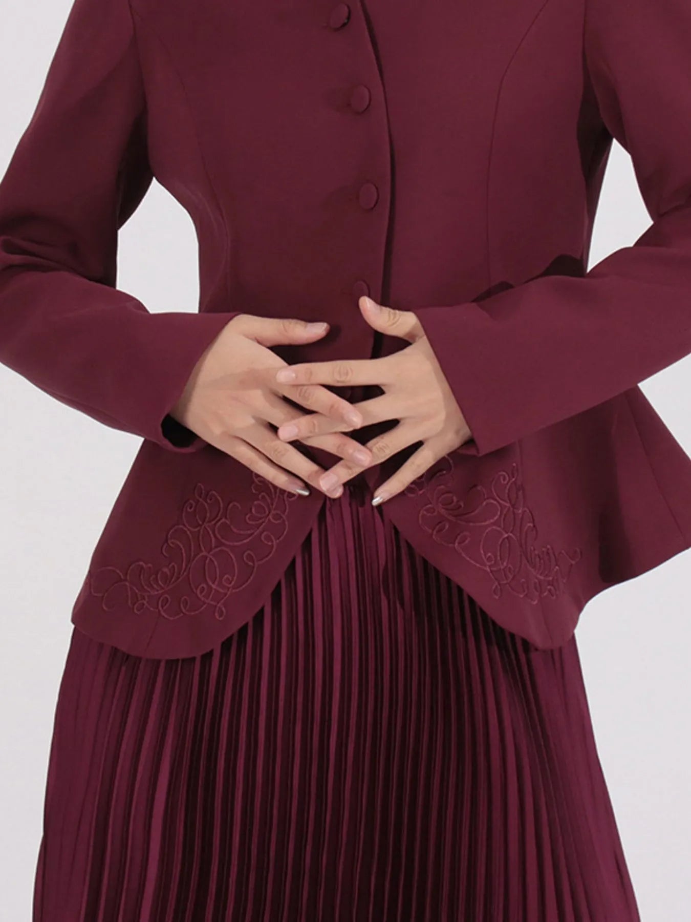Button Up Long Sleeve Top and Pleated Skirt Set See size chart under “more details” The Fashion Celestial