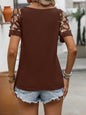Women's Rhinestone Cut-Out Short-Sleeve Top with Chain Detail FitiqueFit