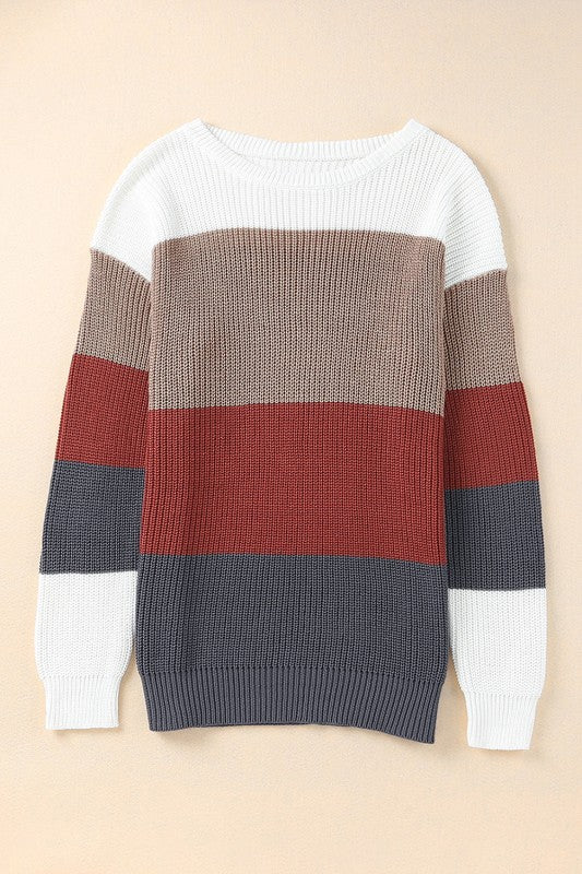 Colorblock Stripe Round Neck Pullover Sweater Shop Style & More | Fresh Looks, Everyday Deals & Free Shipping