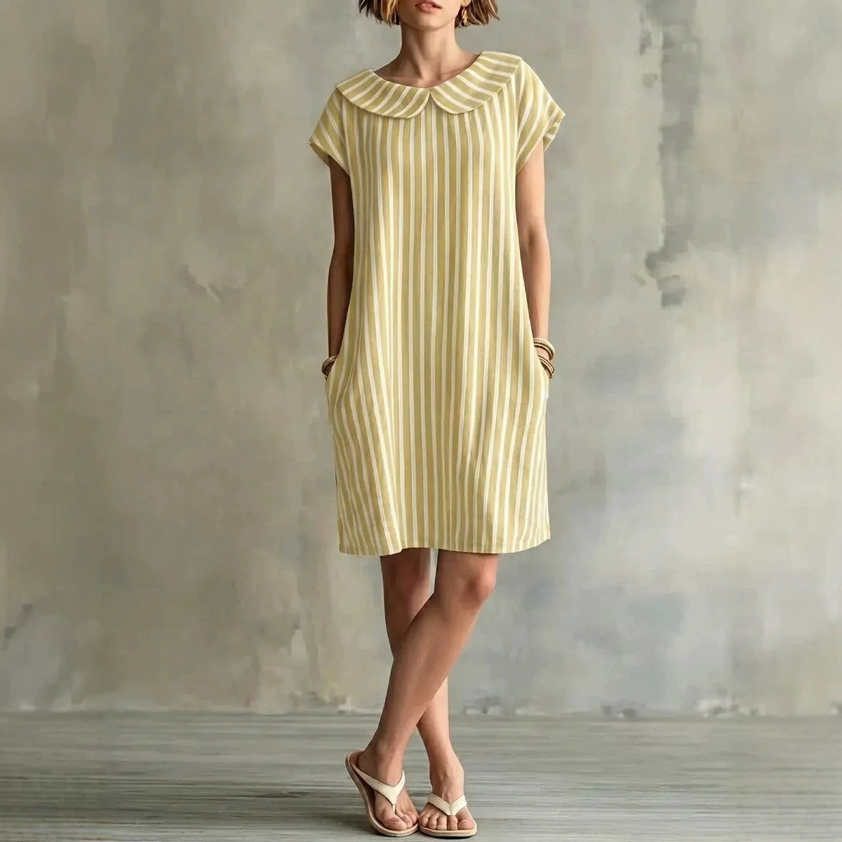 Women's Striped Bodycon Midi Dress – High-Waist Sleeveless FitiqueFit
