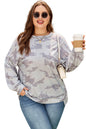 Multicolour Camouflage Print Round Neck Plus Size Sweatshirt Garden Naked Curves