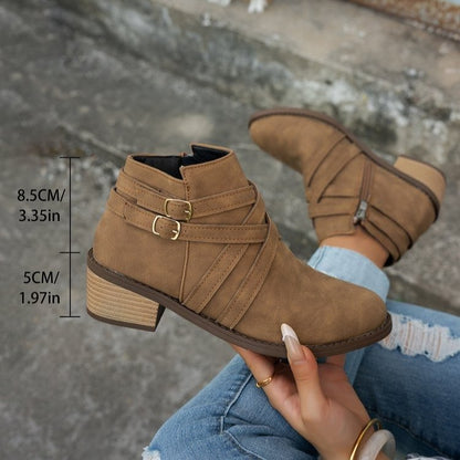 Women’s Retro High-Heel Ankle Boots – Chic Suede Single Boots FitiqueFit