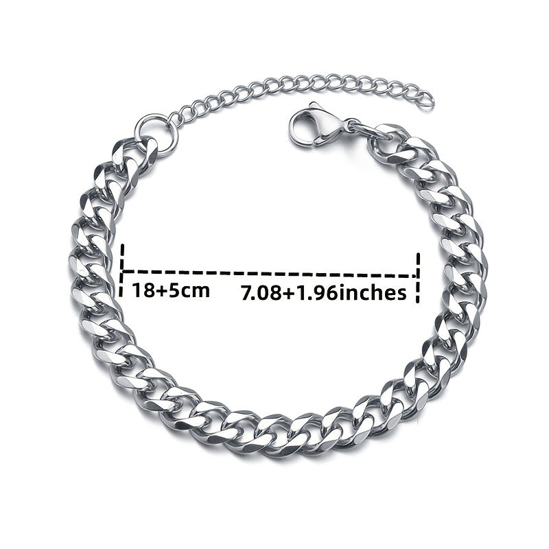 3/5/7/mm Fashion Simple Stainless Steel Cuban Chain Bracelet For Men And Women NovaCart