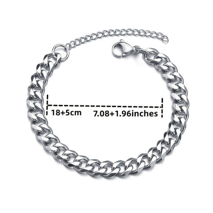 3/5/7/mm Fashion Simple Stainless Steel Cuban Chain Bracelet For Men And Women NovaCart