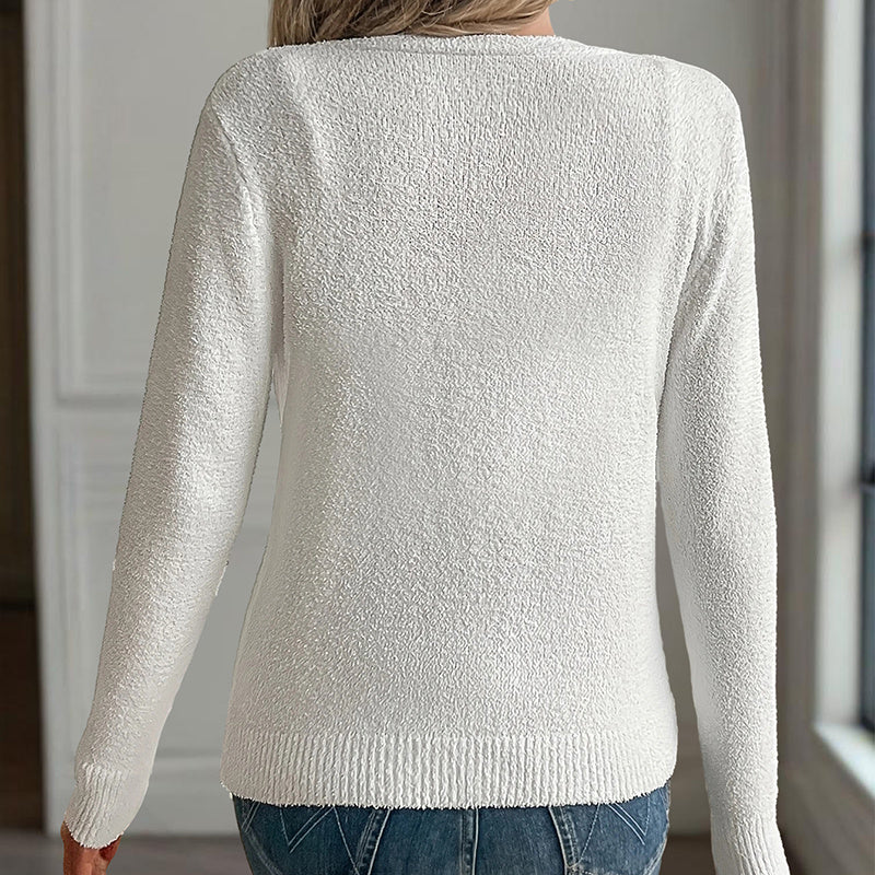 Women's V-Neck Button Front Long Sleeve Knit Cardigan FitiqueFit