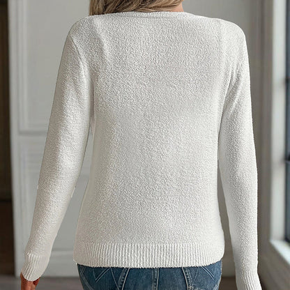 Women's V-Neck Button Front Long Sleeve Knit Cardigan FitiqueFit