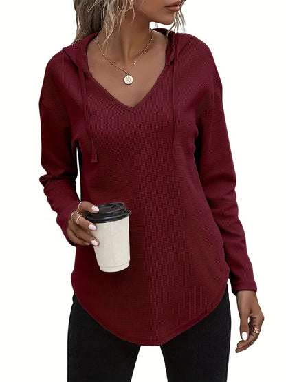 Women's Hoodie With Drawstrings V-neck Plus Size Sweater Grayceful LLC