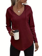 Women's Hoodie With Drawstrings V-neck Plus Size Sweater Grayceful LLC