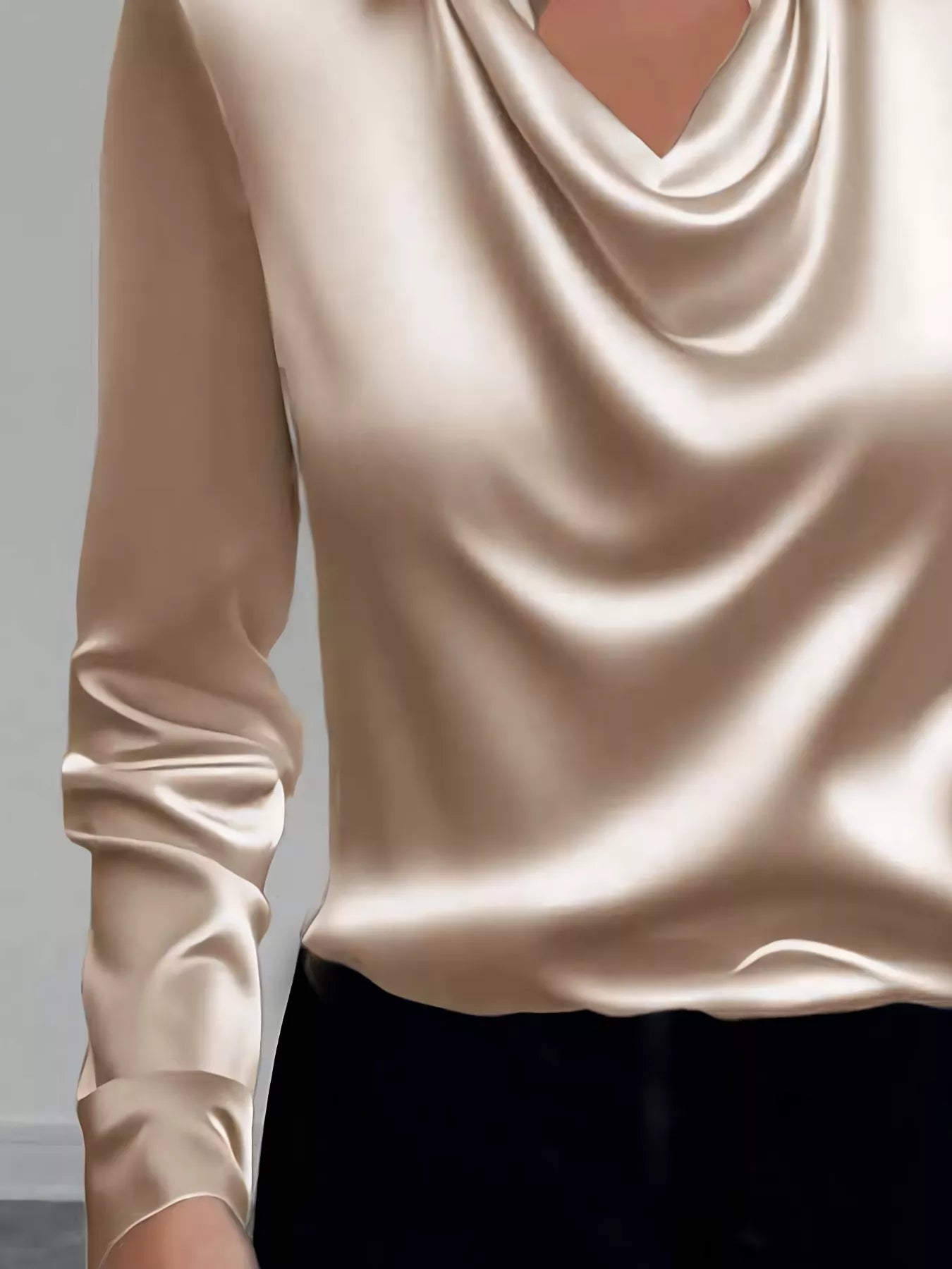 Satin Collared Neck Long Sleeve Blouse See size chart under “more details” The Fashion Celestial