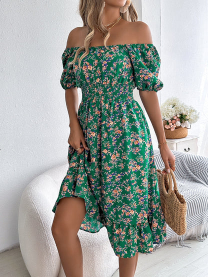 Floral Print Square Collar Dress Summer Fashion Ruffles Dresses Women's Clothing Grayceful LLC