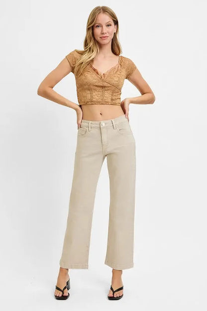 RISEN Full Size Tummy Control Mid Rise Ankle Straight Jeans Plus Size West2East Surf