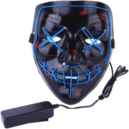 Scary LED Halloween Mask, Masquerade Cosplay Light up Face Mask for Men Women Kids (Blue)