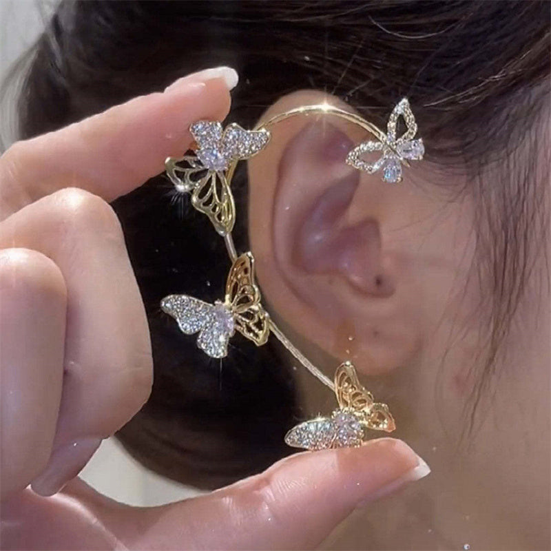 Elegant Butterfly Ear Clips | No-Piercing, All-Season, Plated K, Glass Mosaic, By Yugeweer NovaCart
