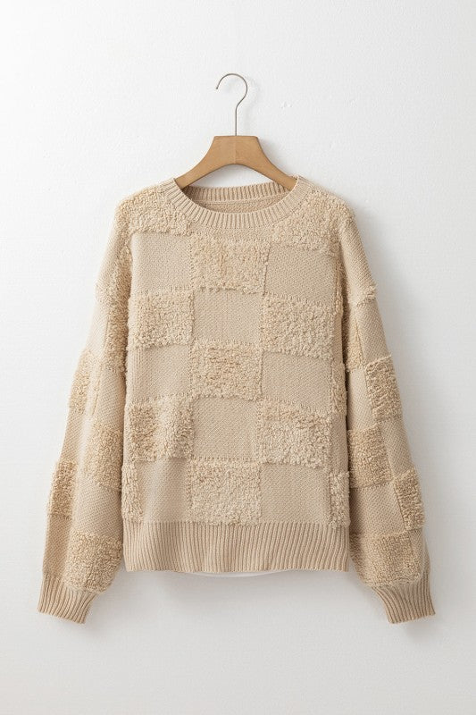 Emily Checkered Sherpa Loose Sweater Shop Style & More | Fresh Looks, Everyday Deals & Free Shipping