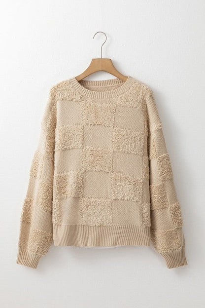 Emily Checkered Sherpa Loose Sweater Shop Style & More | Fresh Looks, Everyday Deals & Free Shipping