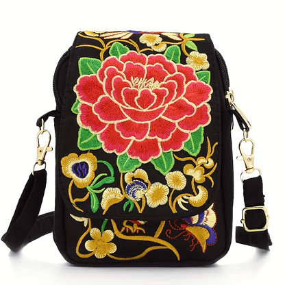 Women's Embroidered Crossbody Bag, Mini Shoulder Bag, Portable Double-Layer Wallet, Phone Pouch NovaCart