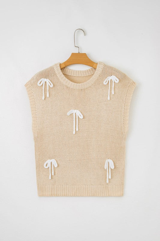Solid Bow Applique Cap Sleeve Sweater Shop Style & More | Fresh Looks, Everyday Deals & Free Shipping
