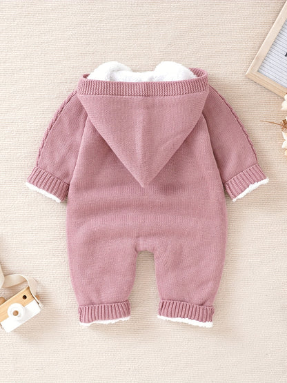 Newborn Boys And Girls Knitted Jumpsuit With Long Sleeve Hooded Pants Jumpsuit NovaCart