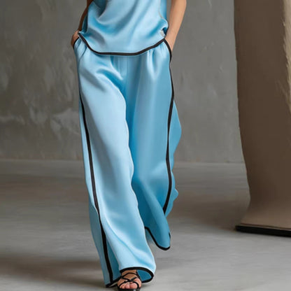 Women’s Sleeveless V-Neck Wide-Leg Pants Set FitiqueFit